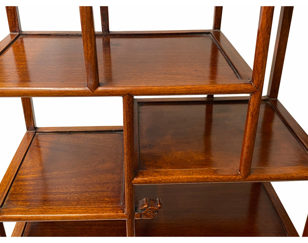 Chinese Light Brown Hauli Rectangular Small Curio Display Stand Hws1740