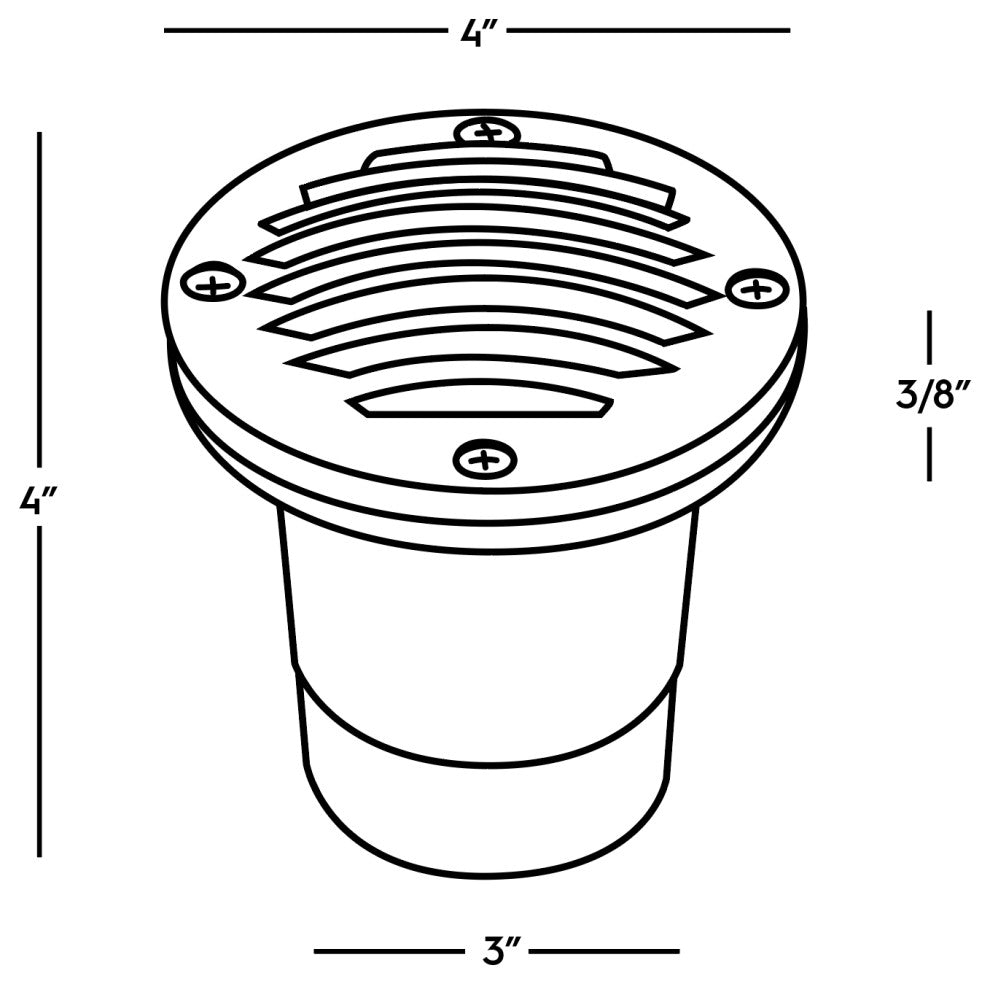 In Ground Well Light Louvered Solid Brass, Natural Bronze Finish