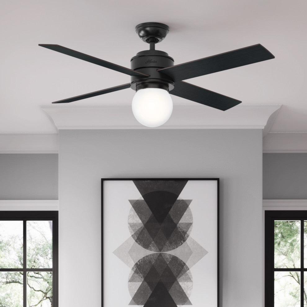 Hunter Fan Company  52" Hepburn  Ceiling Fan With Light With Wall Control, Matte
