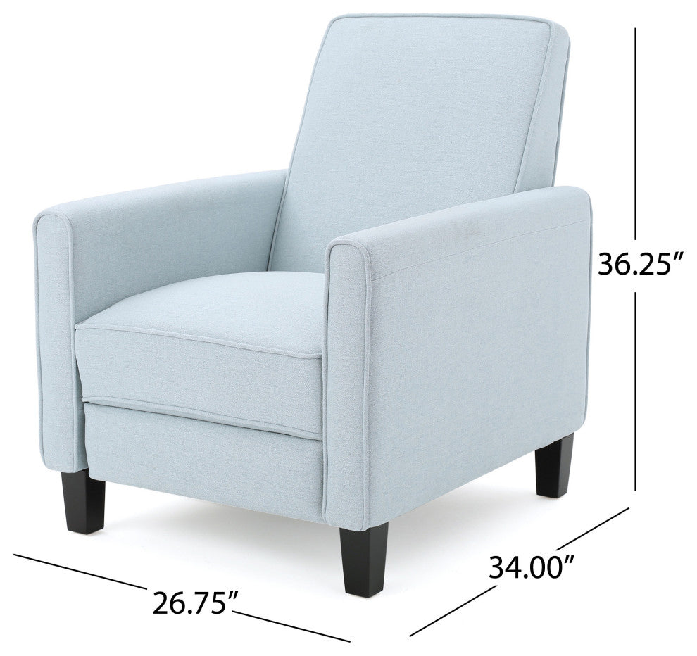 GDF Studio Hinus Indoor Upholstery Club Chair Recliner, Light Sky