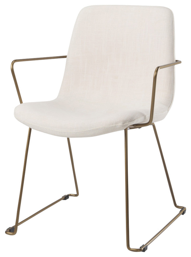 Sawyer Cream Fabric Wrap Seat With Gold Metal Frame Dining Chair
