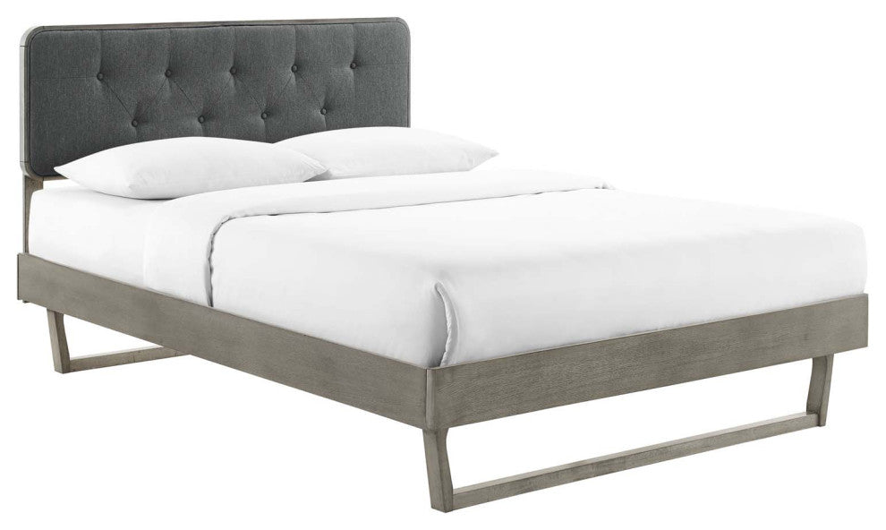 Bridgette Full Wood Platform Bed With Angular Frame MOD-6643-GRY-CHA