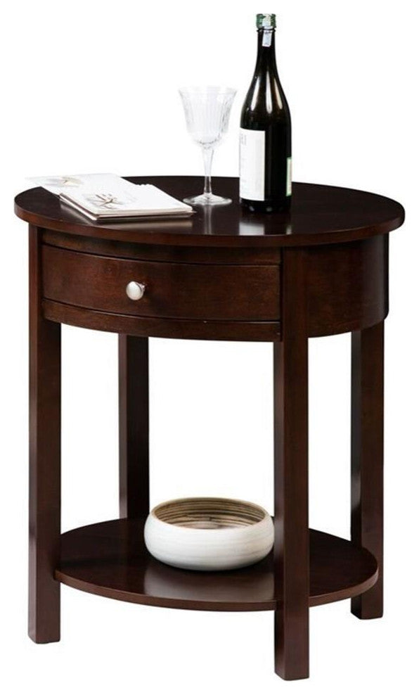 Convenience Concepts End Table Nightstand Bedside Oval in Wood - Espresso