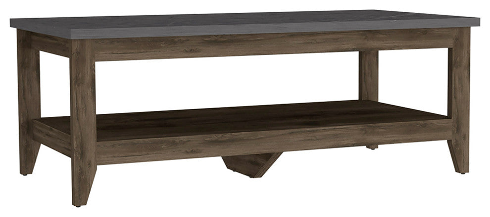 Paulson Rustic Coffee Table Onyx Top by RST Brands, Brown/Black