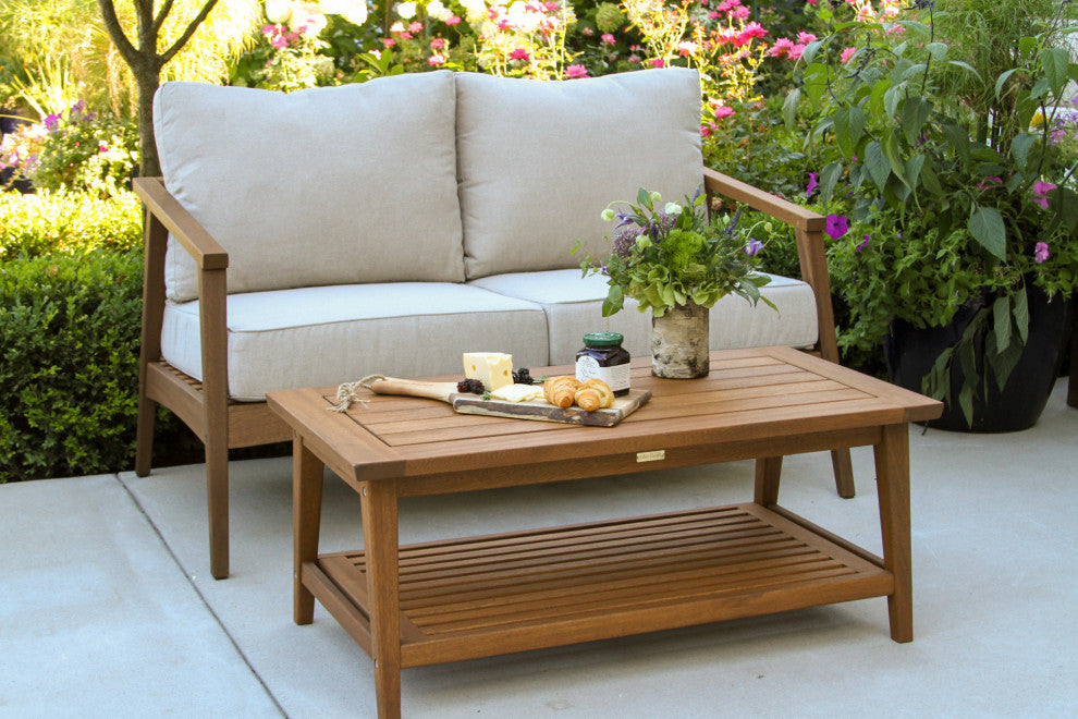 Modern 4-Piece Seating Group, Eucalyptus With Olefin Fabrics