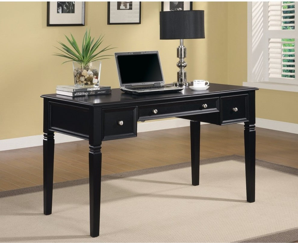 Benzara BM159108 Classic Wooden Writing Desk with Keyboard Drawer, Black