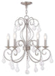 Chandelier With Clear Crystals, Brushed Nickel