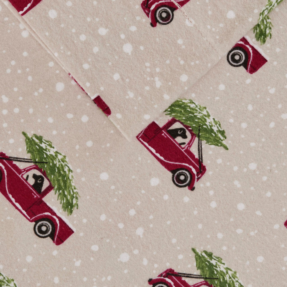 Woolrich Flannel Cotton Flannel Winter Sheet Set, Christmas Trucks