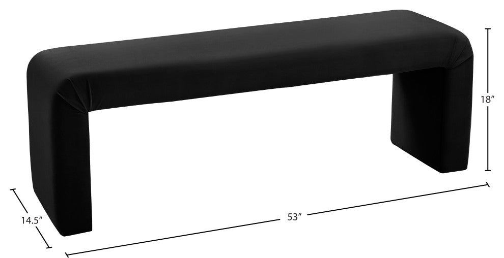 Minimalist Velvet Upholstered Bench, Black