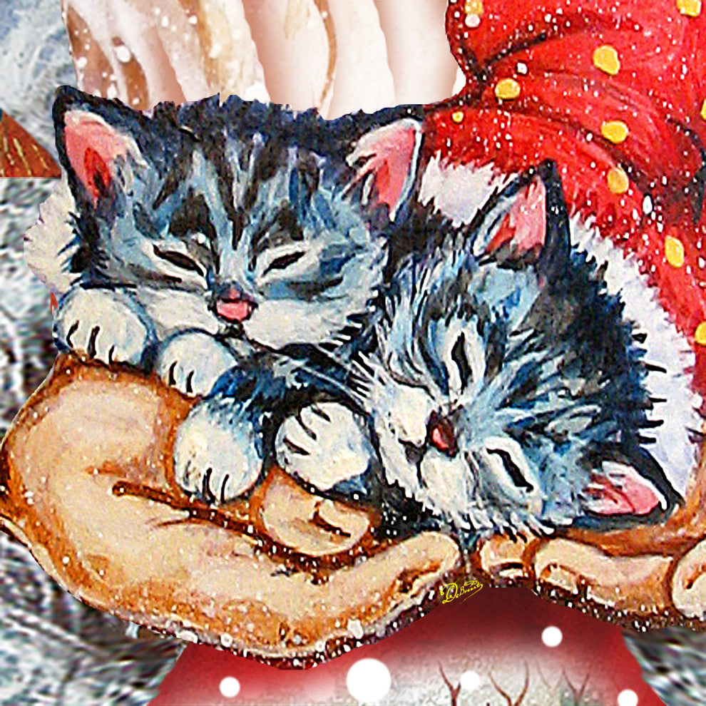 Kitten Holiday Santa, Wooden Decorative Door Hanger