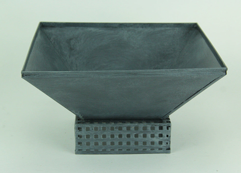 Grey Contemporary Square Metal Plant Container