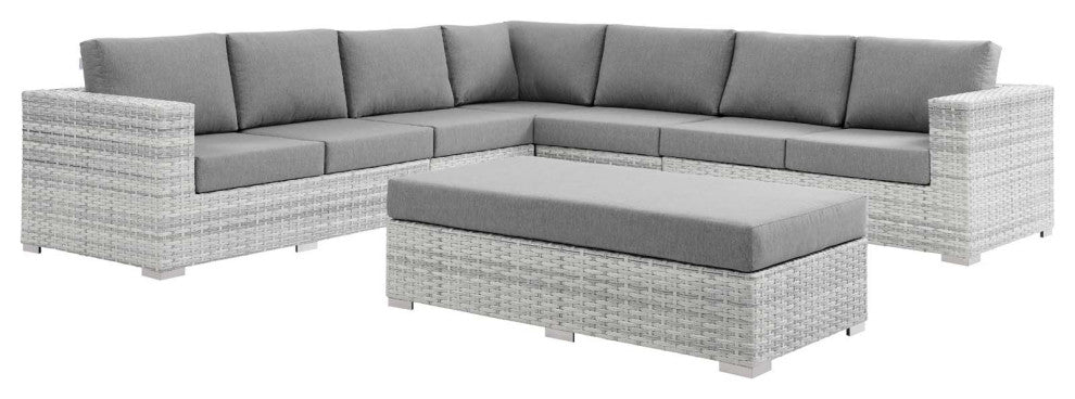 Lounge Sectional Sofa Chair Set, Rattan, Wicker, Gray, Modern, Outdoor