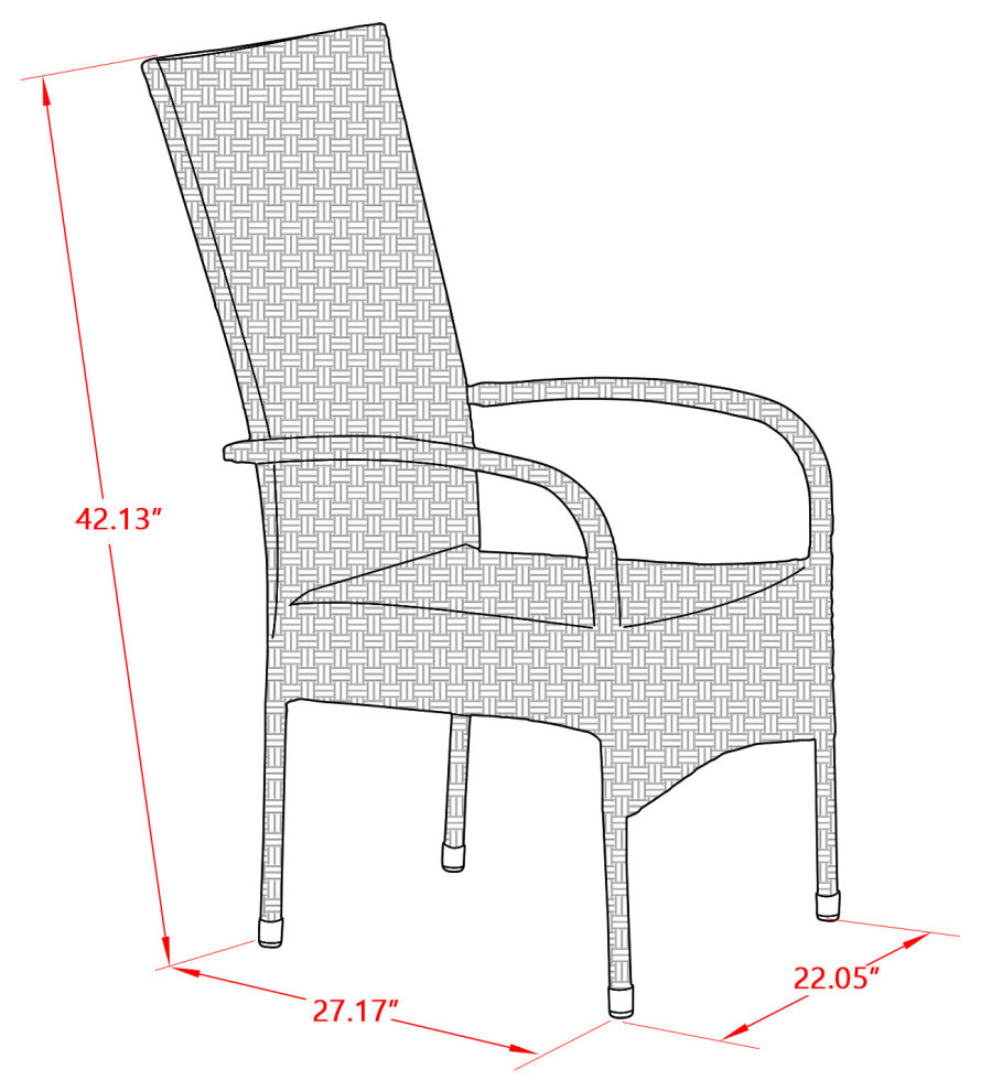 Oslo Patio Chair With Cushion, Brown Wicker, And Beige Cushion Set of 2
