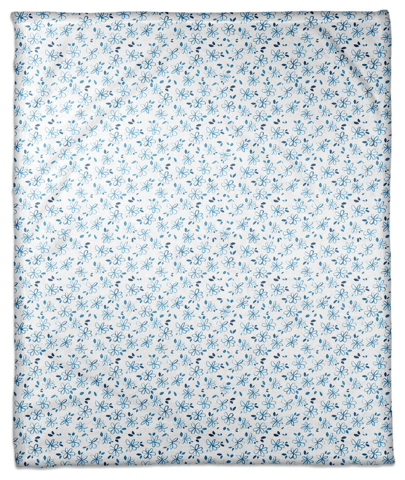 Line Drawn Florals 50x60 Fleece Blanket