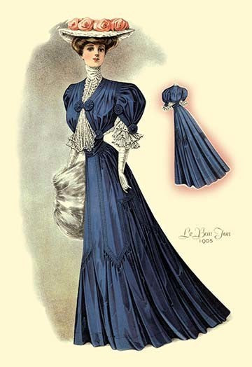 Le Bon Ton: in Blue- Gallery Wrapped Canvas Art 28" x 42"