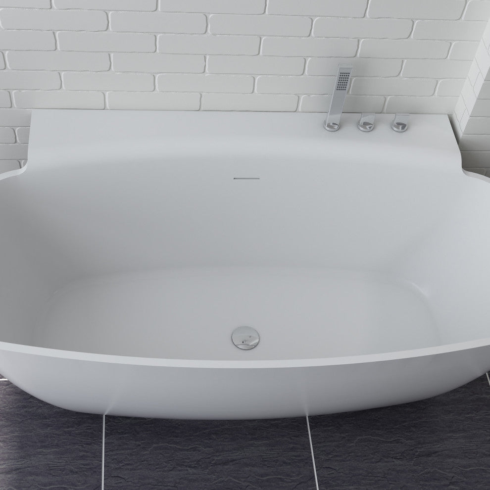ADM Round Freestanding Bathtub, Glossy White, 62.2"