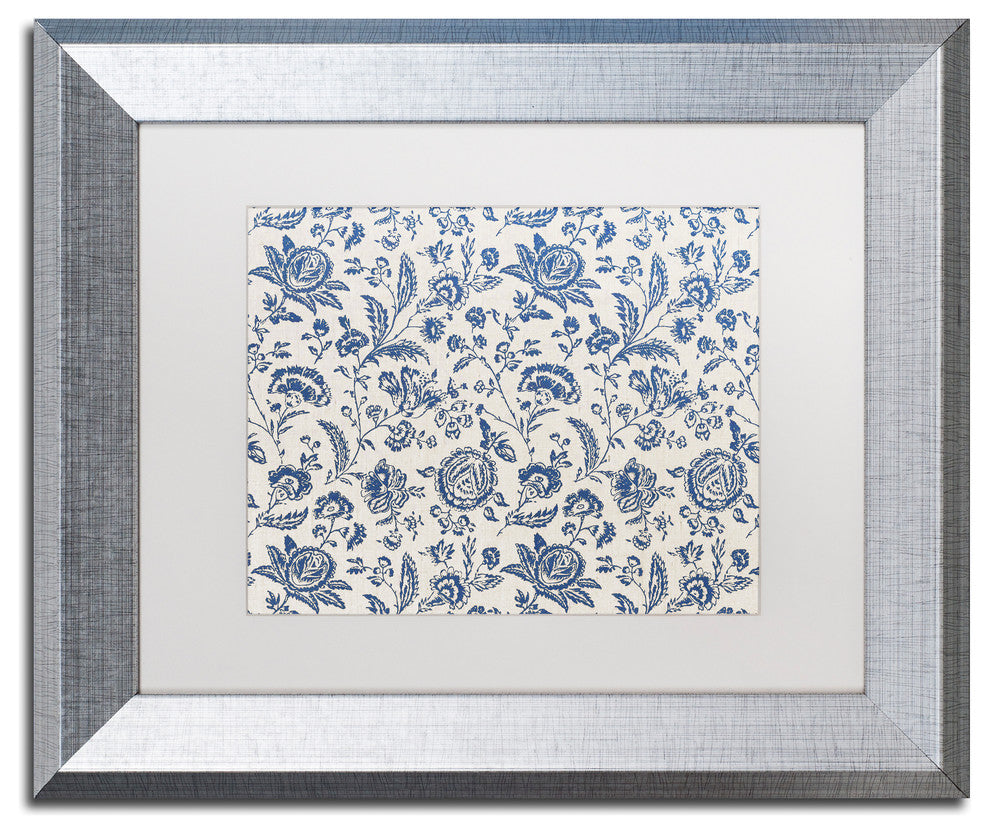 Color Bakery 'Toile Fabrics IX' Art, Silver Frame, White Matte, 14"x11"