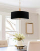 Kira Home Adelade 22" Drum Pendant Chandelier, Black Fabric Shade, Glass