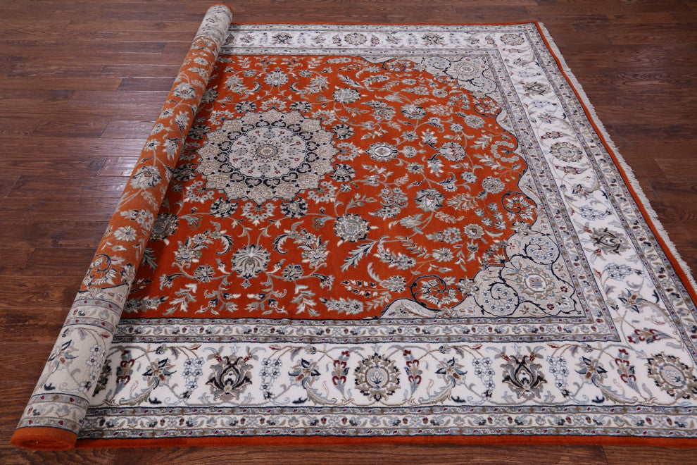 Persian Nain Wool & Silk Hand Knotted Rug 8' 1" X 10' 0" - Q13125