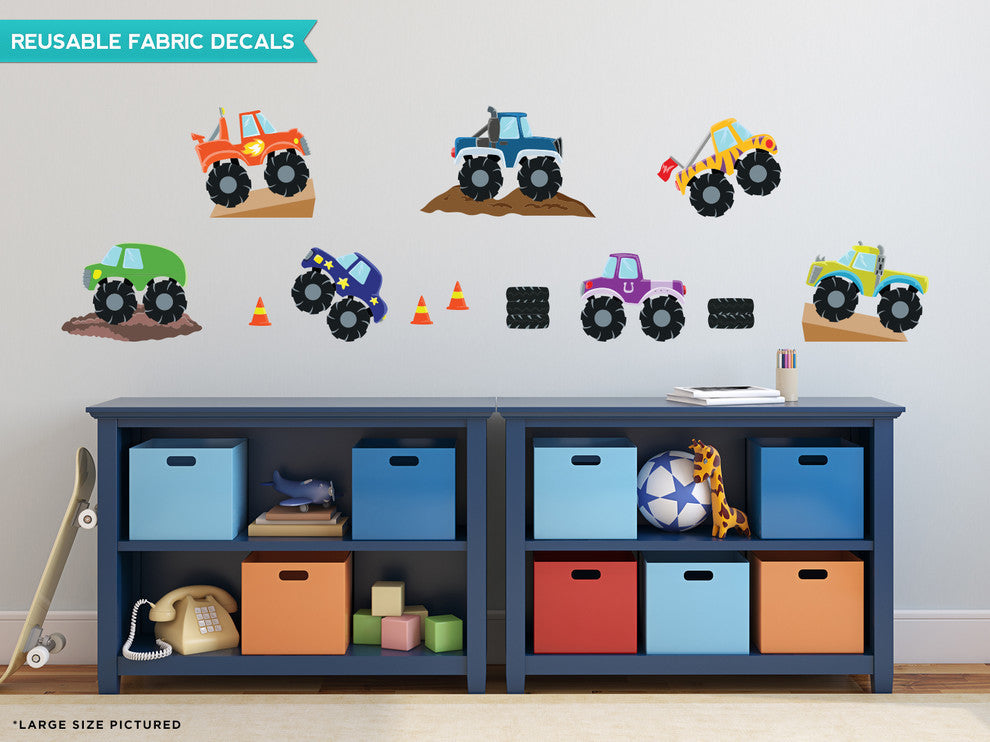 Monster Trucks Fabric Wall Decals, Set of 7, Size Small