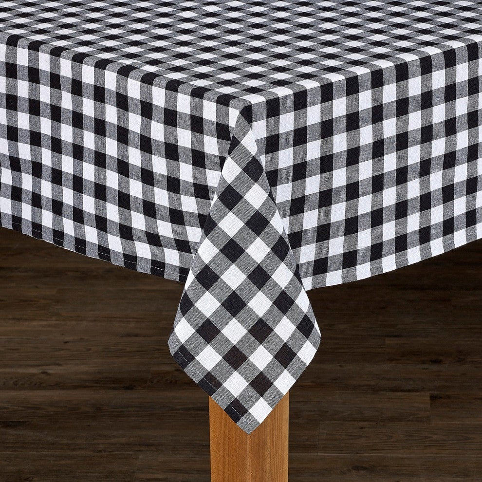 Buffalo Checkered Black 100% Cotton Table Cloth, 60"x104"