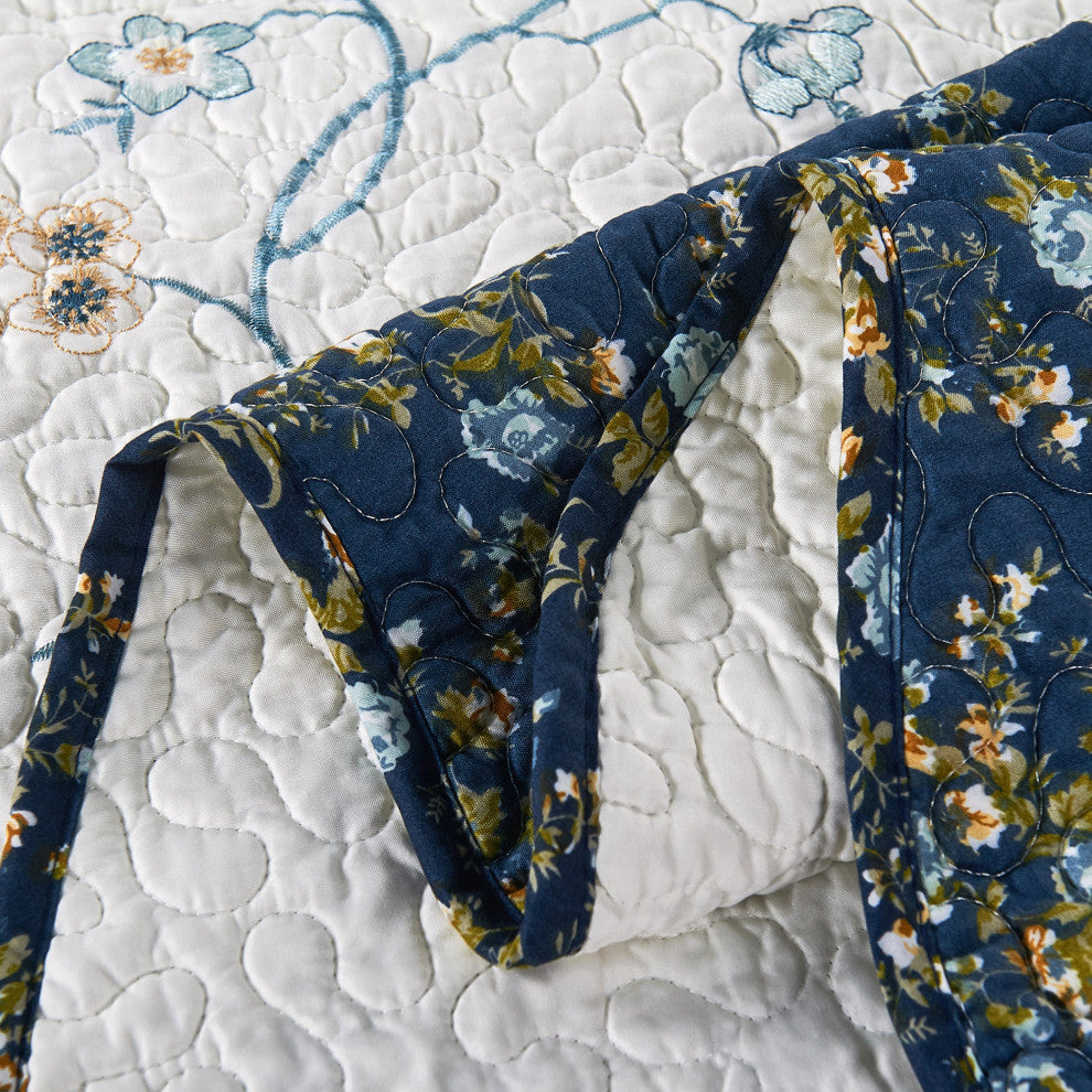 Serenta Dorset 3-Piece Bed Spread Coverlet Set, Blue, King, 102"x90"
