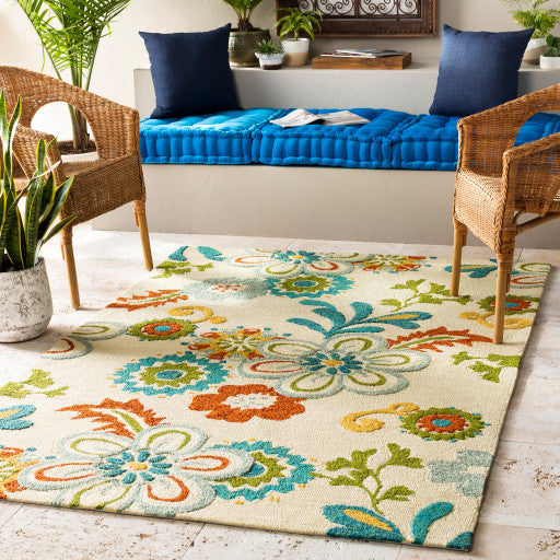 Surya Storm SOM-7706 5'x7'6" Rug, Sky Blue/Burnt Orange/Khaki