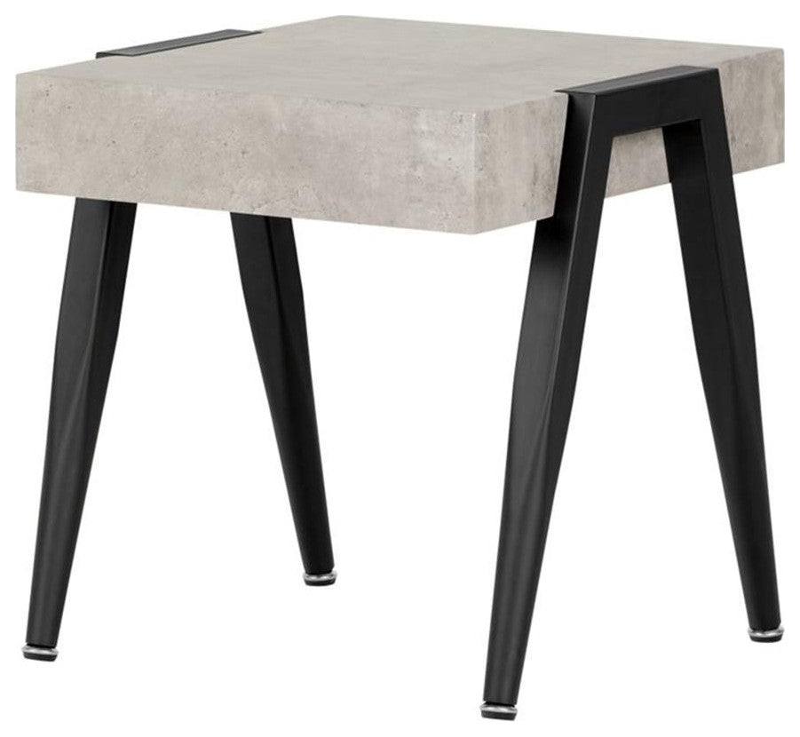 South Shore City Life Faux Concrete Square End Table in Gray and Black