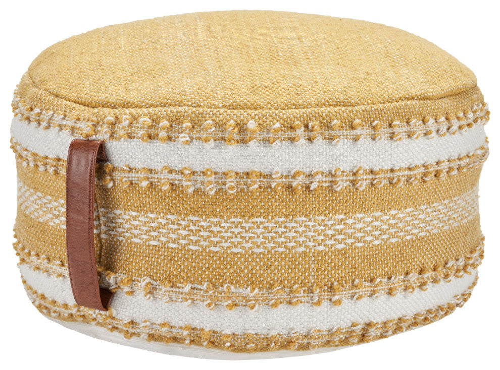Mina Victory VJ088 Pouf, Yellow, 20" x 20" x 12"