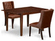 3Pc Kitchen Set, 1 Butterfly Leaf Rectangular Table, 2 Brown Chairs, Mahogany