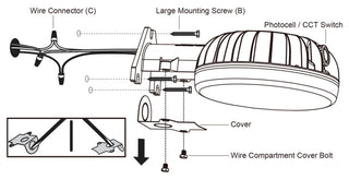 Gray Aluminum LED Outdoor Security Flood Light, Dusk to Dawn, 5000 Lumens