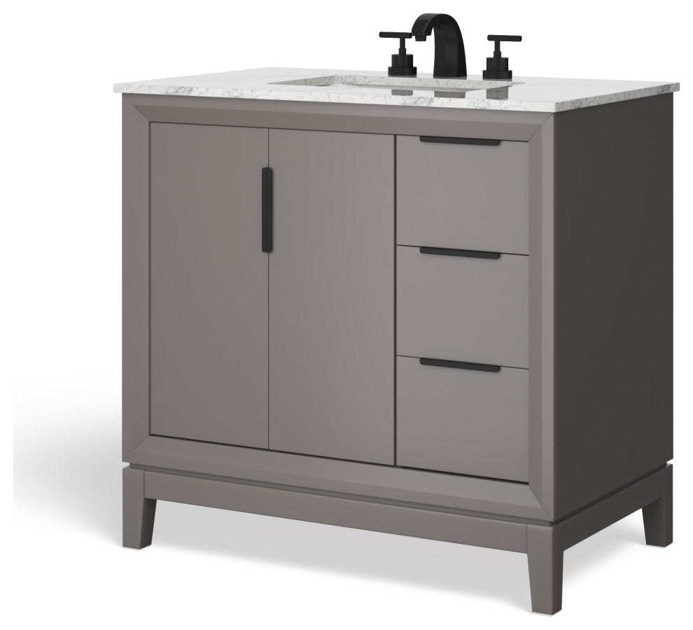 The Ezra Bathroom Vanity, Cashmere Gray, 36", Single Sink, Freestanding