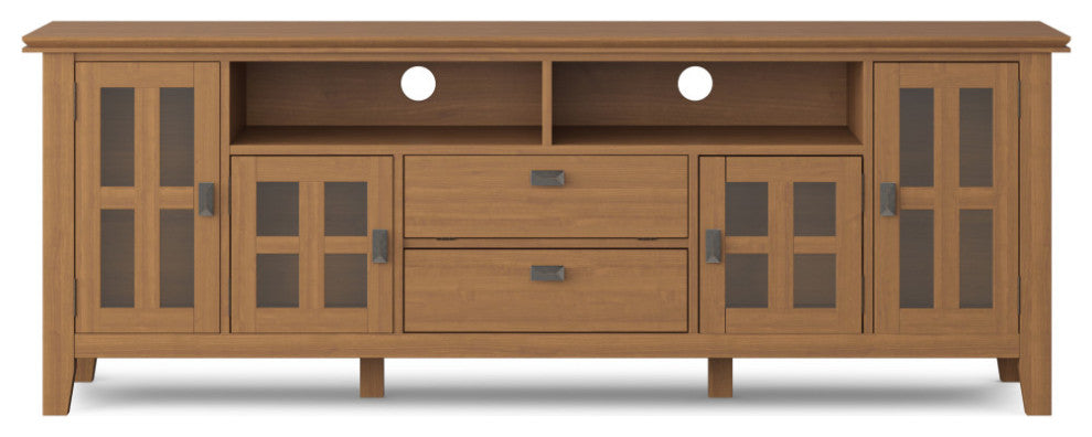 Artisan Solid Wood 72" TV Media Stand For TVs up to 80", Honey Brown