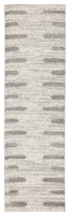 2' X 8' Ivory And Grey Geometric Shag Power Loom Stain Resistant Runner Rug