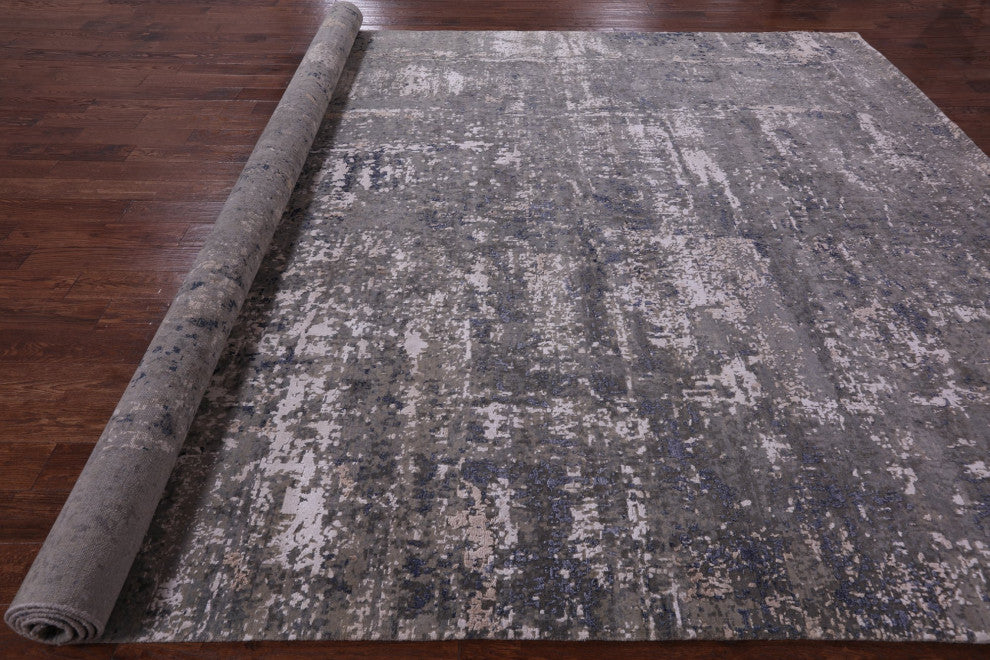 Modern Wool and Silk Hand Knotted Rug 10' 0" X 14' 3" Q7114
