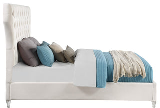 Kira Velvet Upholstered Bed, Cream, King