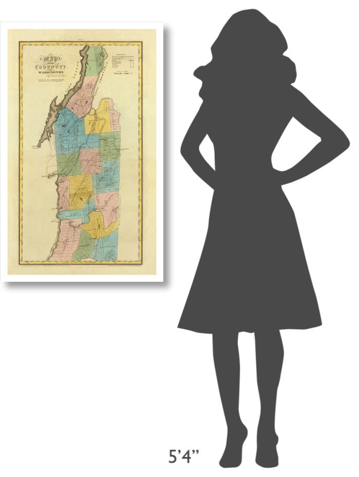 "New York - Washington County, 1829" Print by David H. Burr, 24"x38"