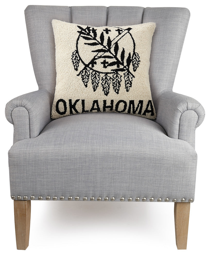 Black White Ok Flage Hook Pillow
