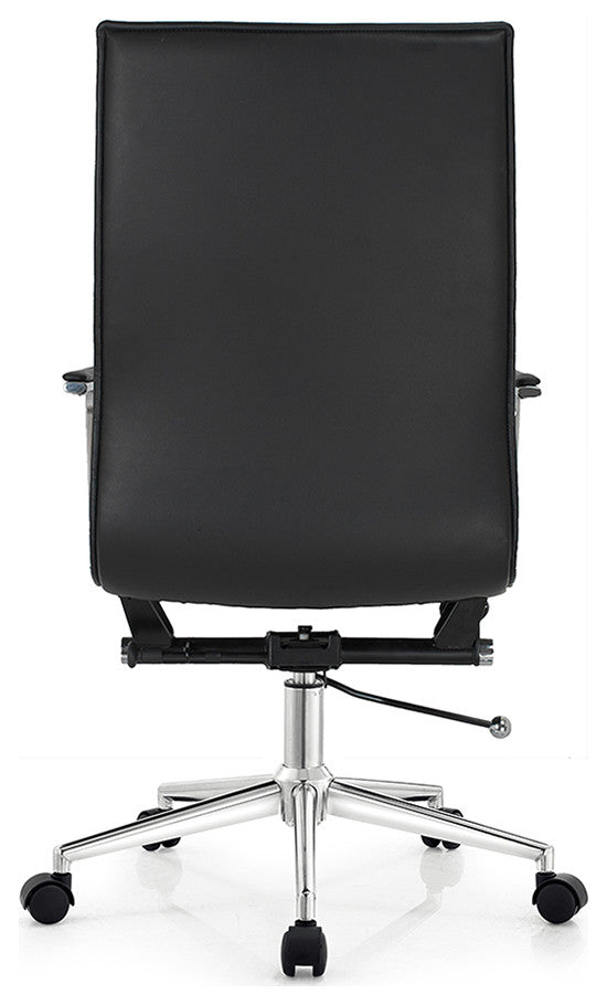 Set of 2 High Back Home Office Chair Upholstered PU Leather Armchair, Black