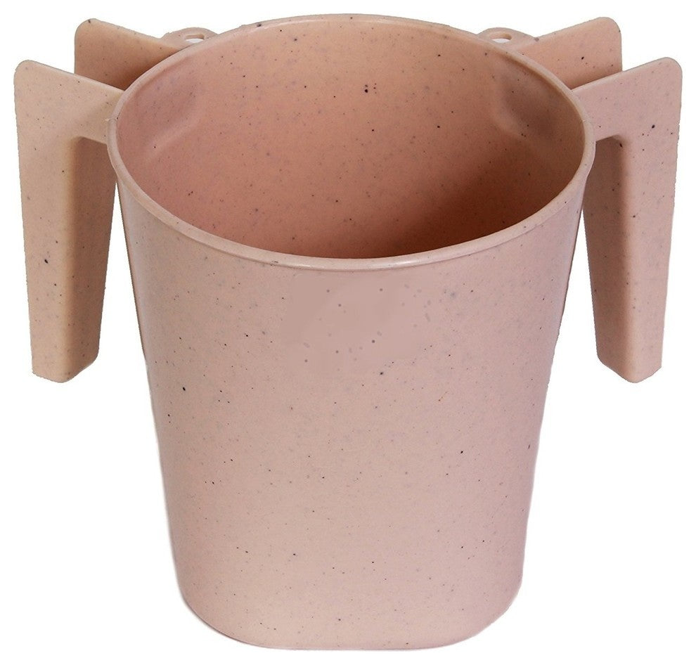 YBM Home Plastic Square Wash Cup, White With Dots