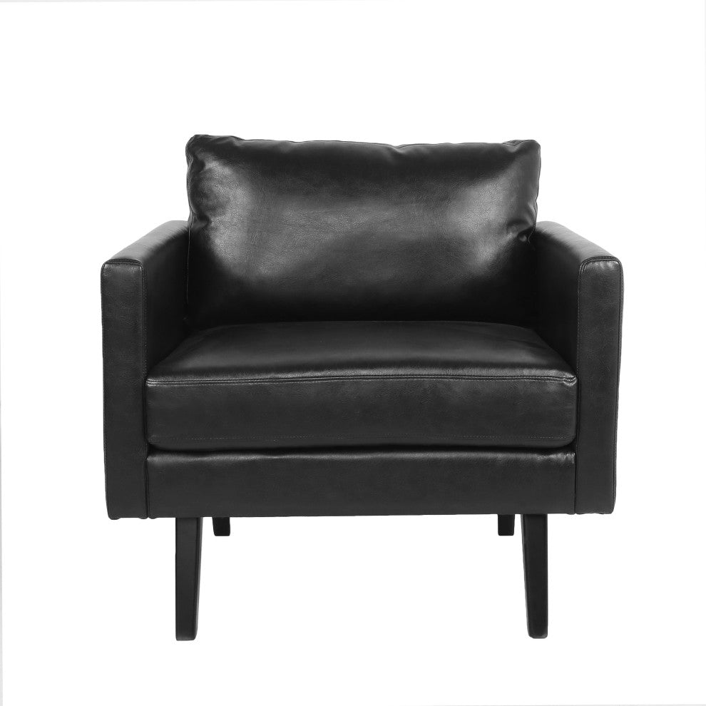 Dowd Mid Century Modern Faux Leather Club Chair, Midnight/Dark Brown