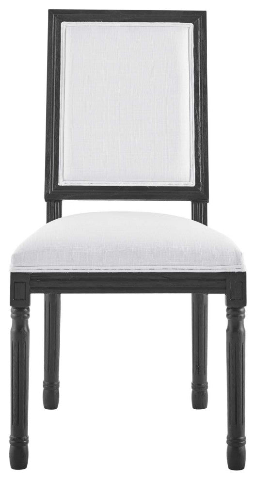 Court French Vintage Upholstered Fabric Dining Side Chair Black White