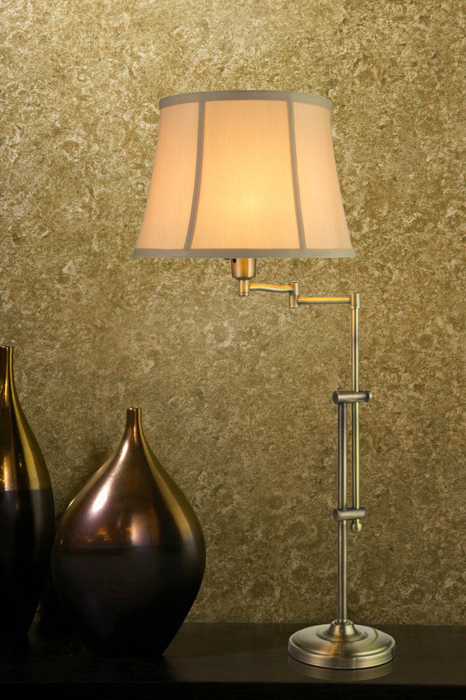 Fangio Lighting 34" Adjustable Metal Swing Arm Table Lamp, Antique Brass