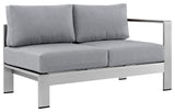 Modway Shore 7 Piece Outdoor Patio Sectional Sofa Set, Silver Gray