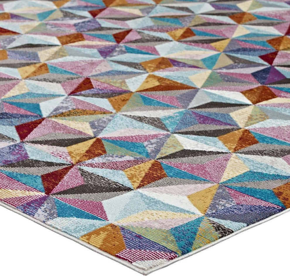 Modway Arisa Geometric Hexagon Mosaic 8'x10' Area Rug, Multicolored