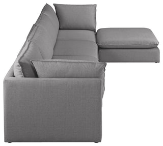 Mackenzie Linen Textured Fabric 5-Piece Modular L-Shaped Sectional, Grey