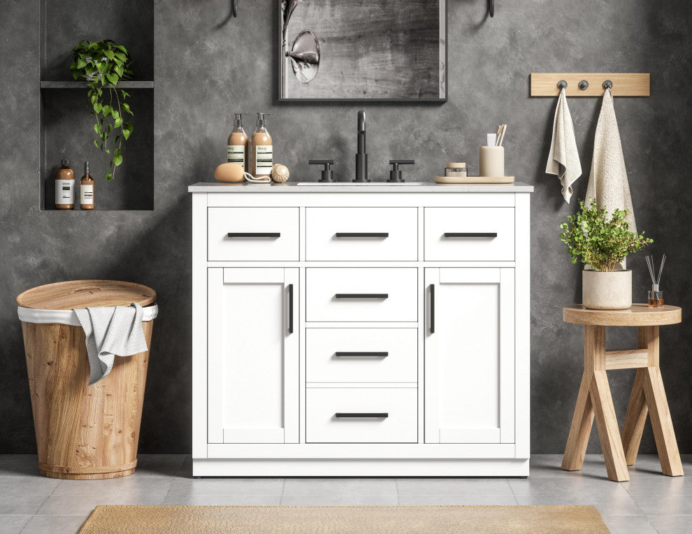 Home Living 42" Single Bathroom Vanity, White