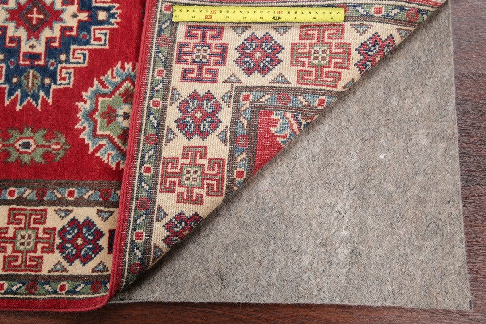 Pakistani Kazak Traditional Oriental Hand-Knotted Runner Rug, Red, 7'11"X2'9"