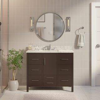 California 42" Bathroom Vanity, Chocolate, Carrara Marble