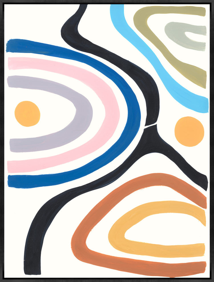 30x40 Colorful Lines IV, Framed Artwork, Black